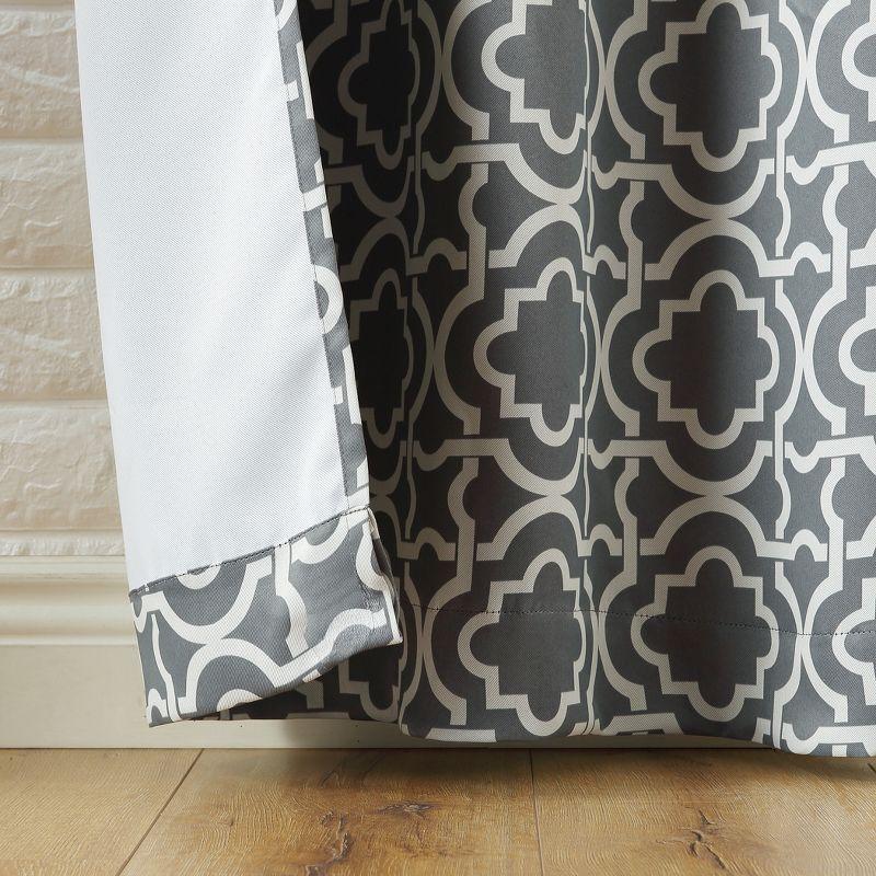 40"x84" Sun Zero Blackout Barnett Trellis Grommet Curtain Panel Gray: Thermal Insulated, Energy Efficient, Noise Reduction