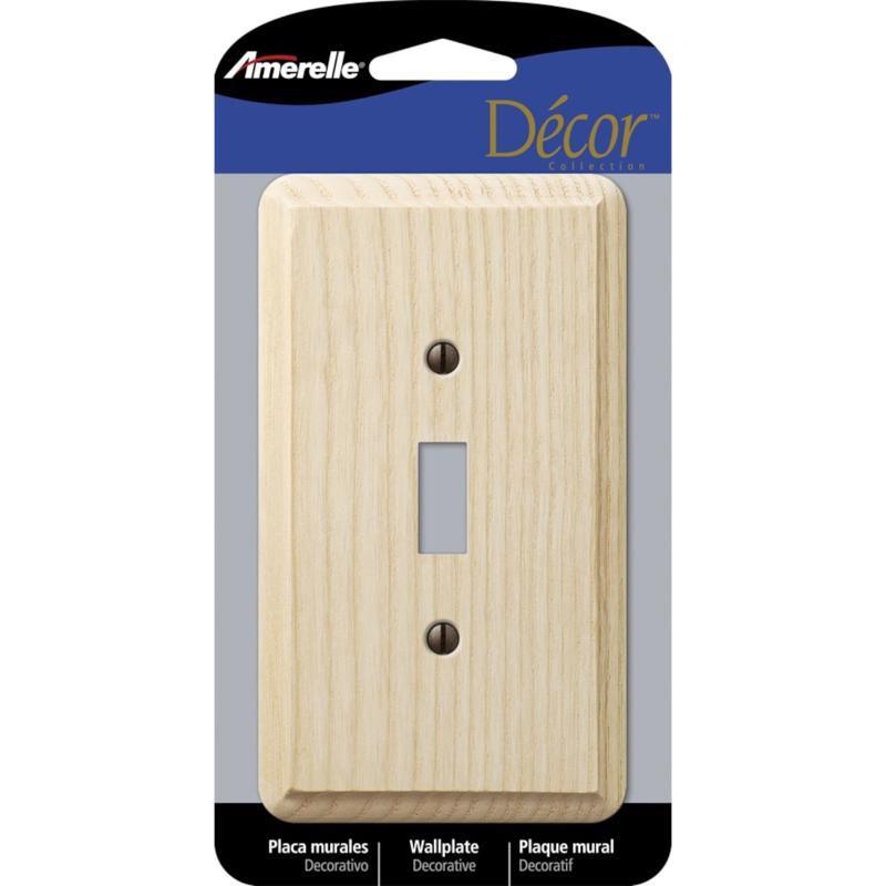 Amerelle Unfinished Beige Ash Wood 1-Gang Toggle Wall Plate