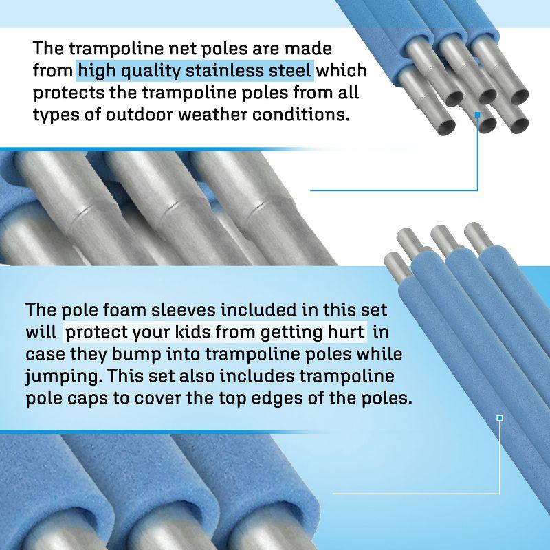 Upper Bounce Trampoline Safety Enclosure Set including Net, 6 Curved Poles, Pole Caps, Pole Foam Sleeves - Fits 8ft Round Trampoline Frame