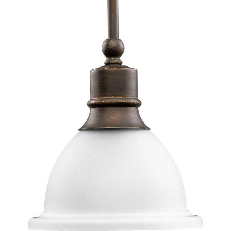 Progress Lighting, Madison Collection, 1-Light Mini-Pendant, Brushed Nickel, Etched Glass Shade