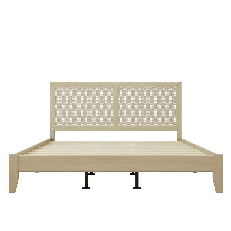 Christopher Knight Home Eudoca Rubber Wood Platform Bed with Rattan Woven Headboard, Natural, King
