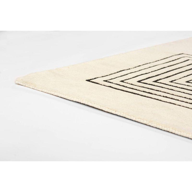 Momeni 3'6"x5'6" Simba Geometric Handtufted Area Rug White: Wool, Medium Pile, Indoor, Abstract Pattern, Rectangle