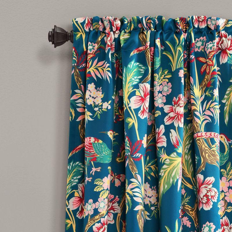 Dolores Navy Multi Polyester Room Darkening Curtain Panels