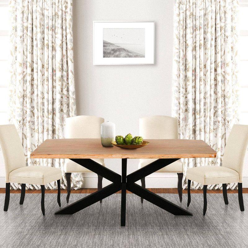 79" Rectangular Live Edge Mango Wood Dining Table with Black Crossed Legs