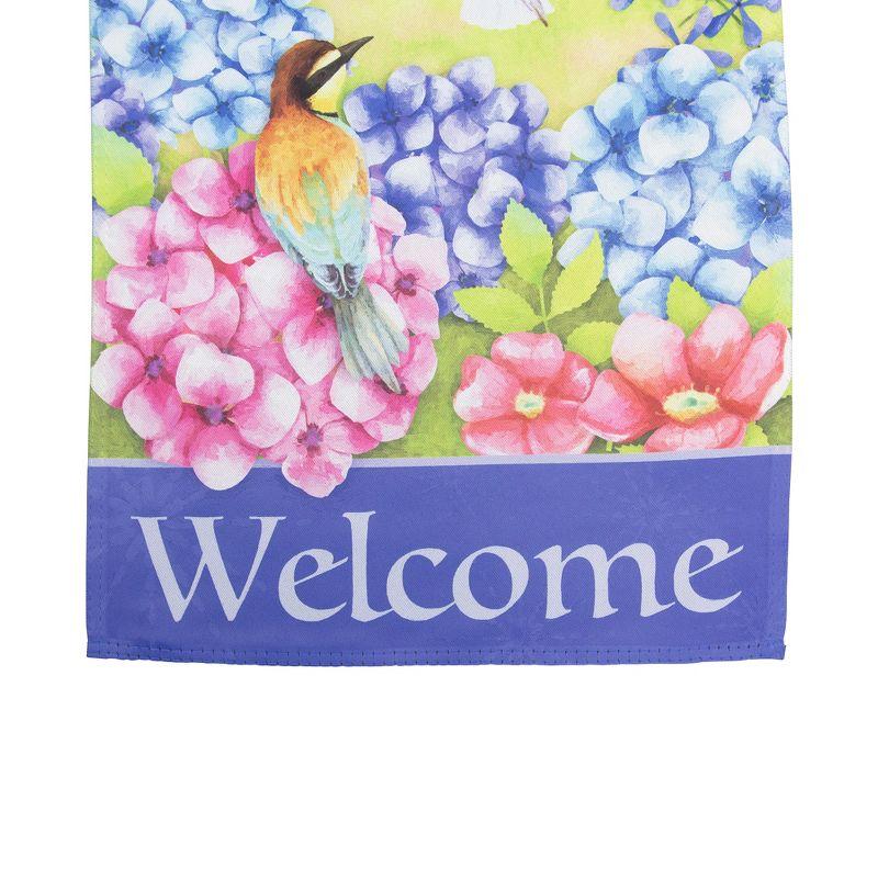 Welcome Floral Hummingbird Outdoor Flag