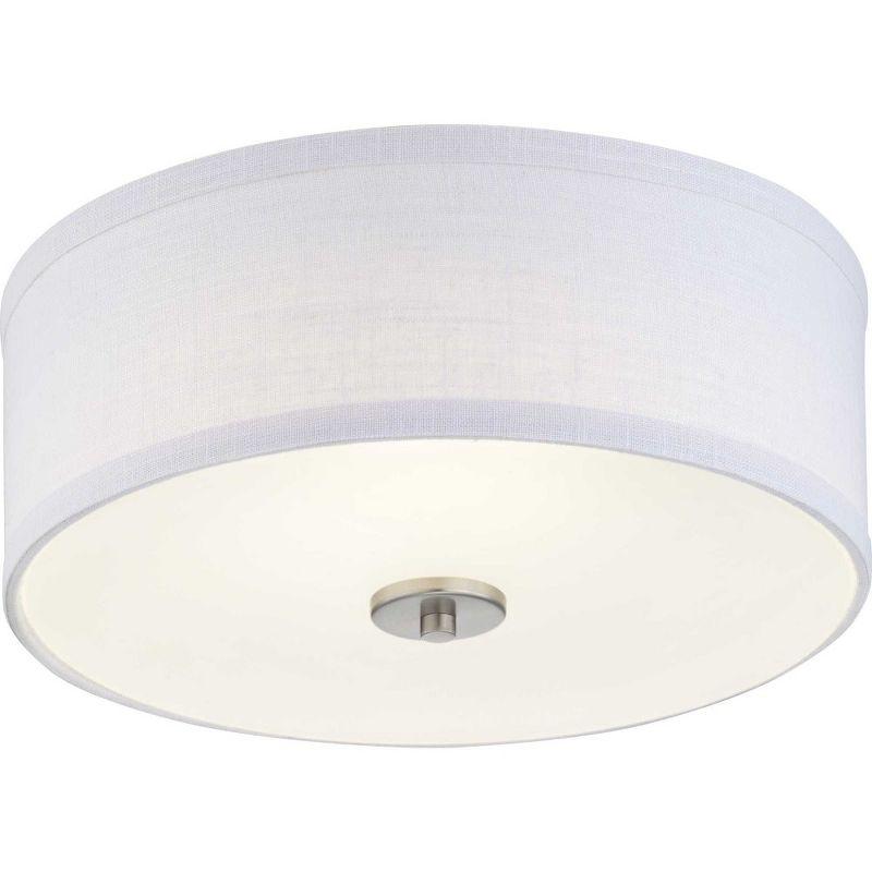Progress Lighting Inspire Collection 1-Light LED Flush Mount in Brushed Nickel with Summer Linen Shade