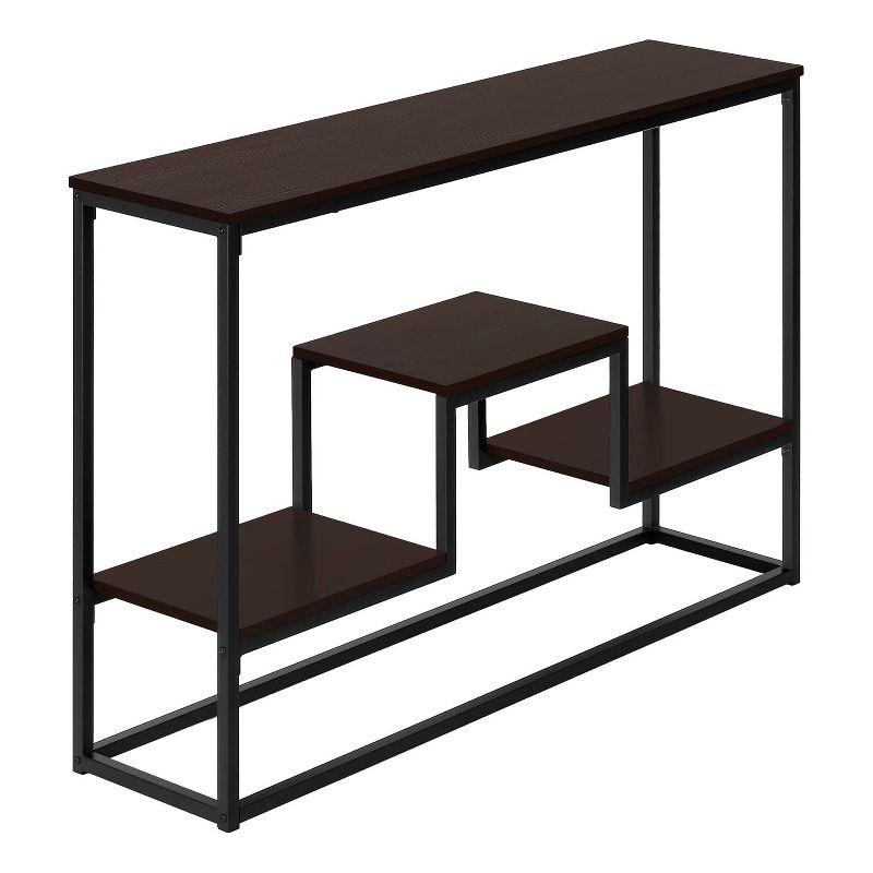 Monarch Specialties Accent Table Console Entryway Narrow Sofa Living Room Bedroom Brown Laminate Black Metal Contemporary Modern