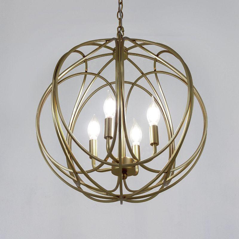 Yosemite Home Decor 4 Light Chandelier in Satin Brass Finish (17.7 x 17.7 x 19.7)