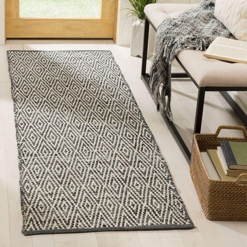 Beige Cotton Flat Woven 27" Reversible Handmade Runner Rug