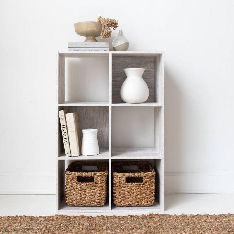 Coastal Chic Whitewashed 6-Cube Organizer with Versatile Storage