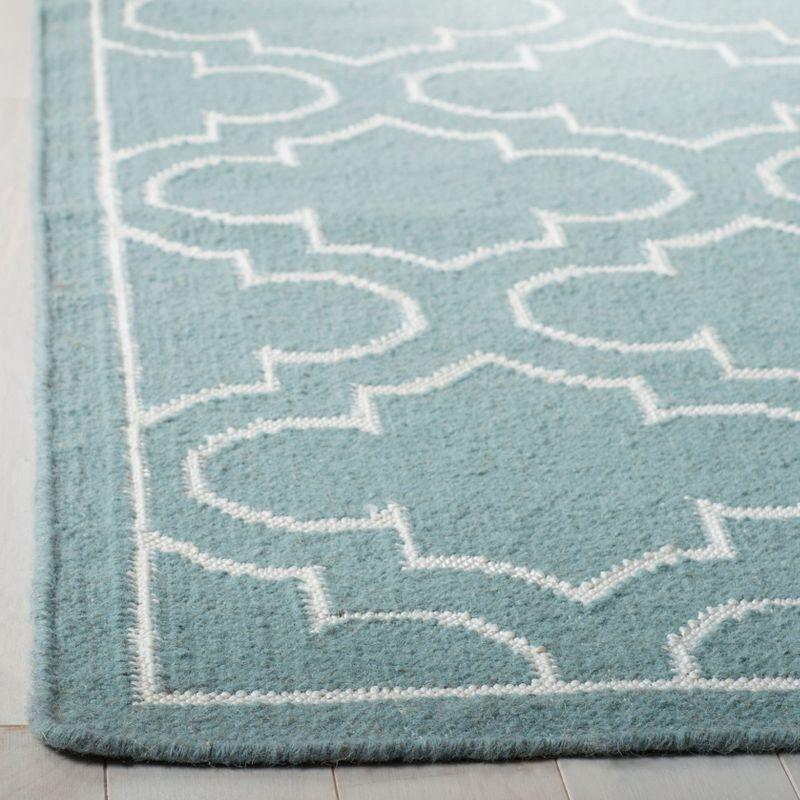 Handmade Blue/Ivory Wool Flat Woven Reversible Rug, 4' x 6'