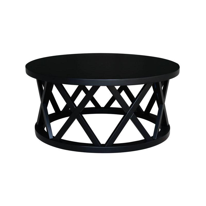 40" Ceylon Round Coffee Table Black - International Concepts: Hardwood Frame, Spot Clean, 18" Height