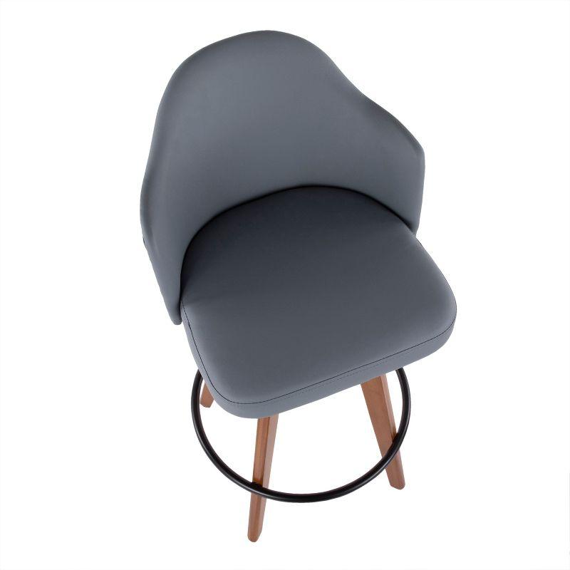 26" Ahoy Mid-Century Modern Counter Height Barstool Walnut/Dark Gray - LumiSource