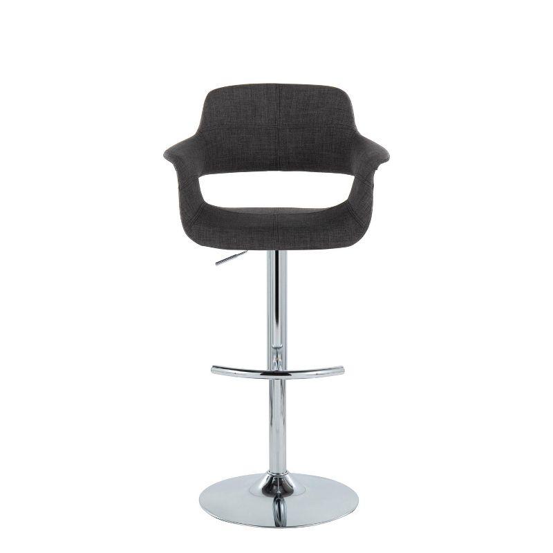 LumiSource Set of 2 Vintage Flair Adjustable Barstools Chrome/Charcoal:: Swivel, Upholstered, Steel Frame