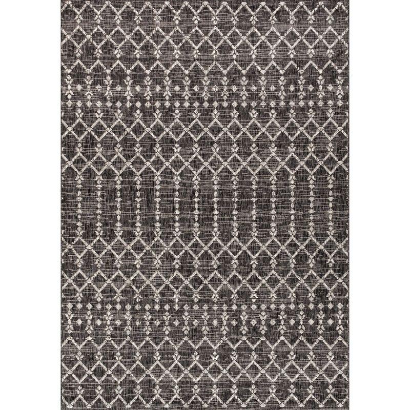 Ourika Moroccan Geometric Textured Weave Indoor/Outdoor Area Rug - JONATHAN Y