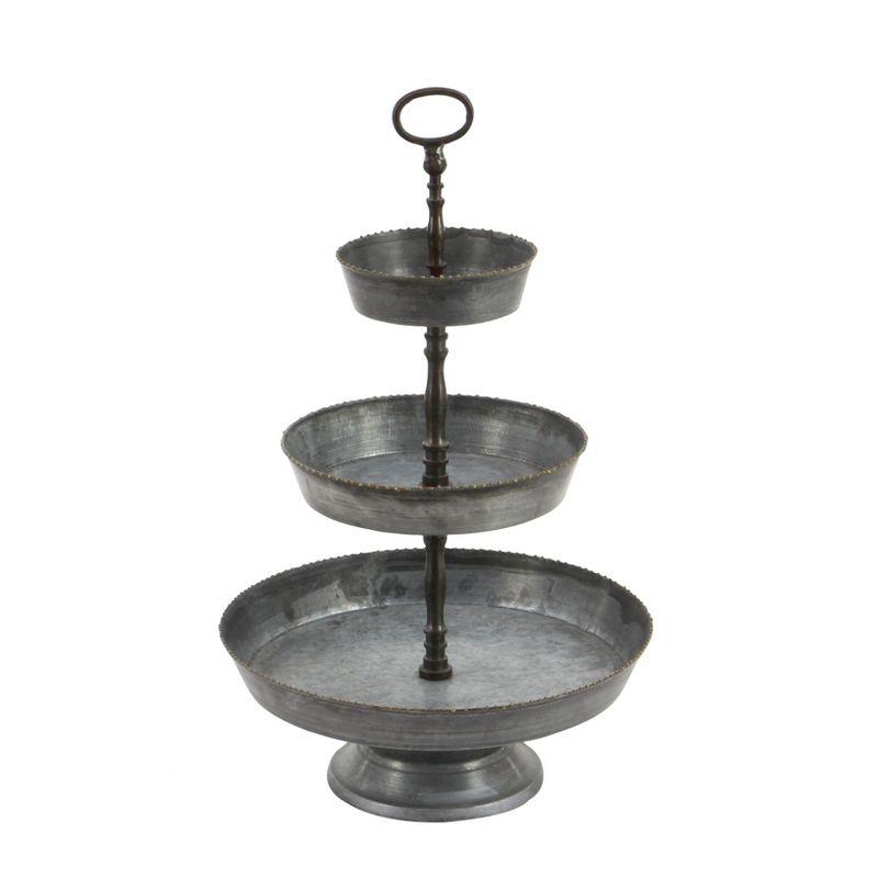 Tiered Serving Tray - Black/Silver - Olivia & May: Metal 3 Tier Stand for Desserts, Farmhouse Style Decor, Easy to Clean