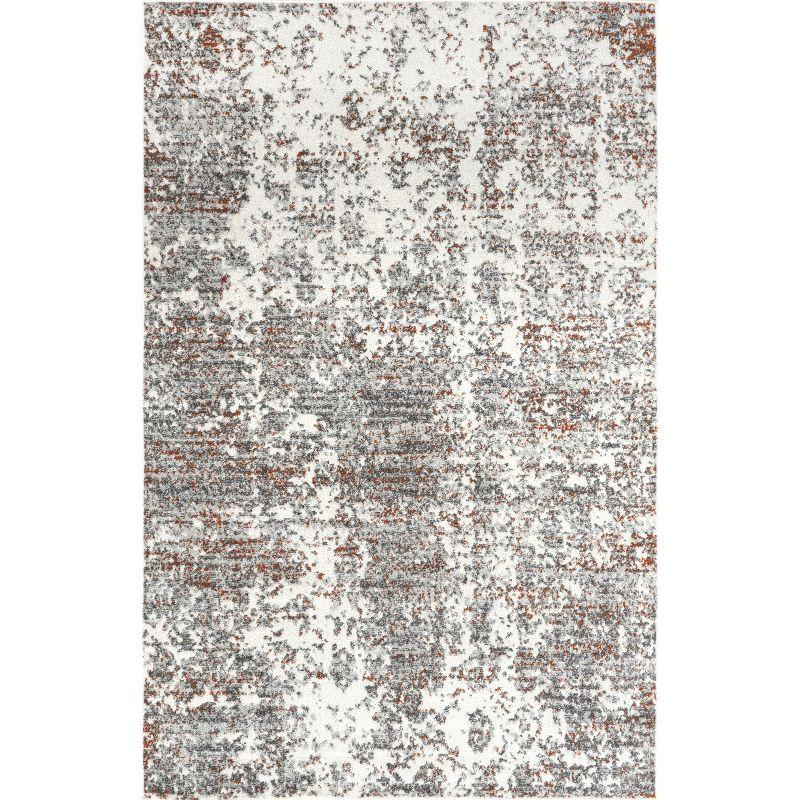 Modern Abstract Red Synthetic 4' x 6' Easy-Care Area Rug