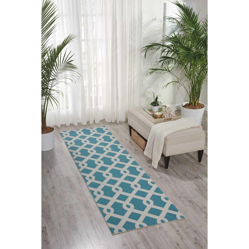 Easterly Geometric Blue/White Outdoor Area Rug