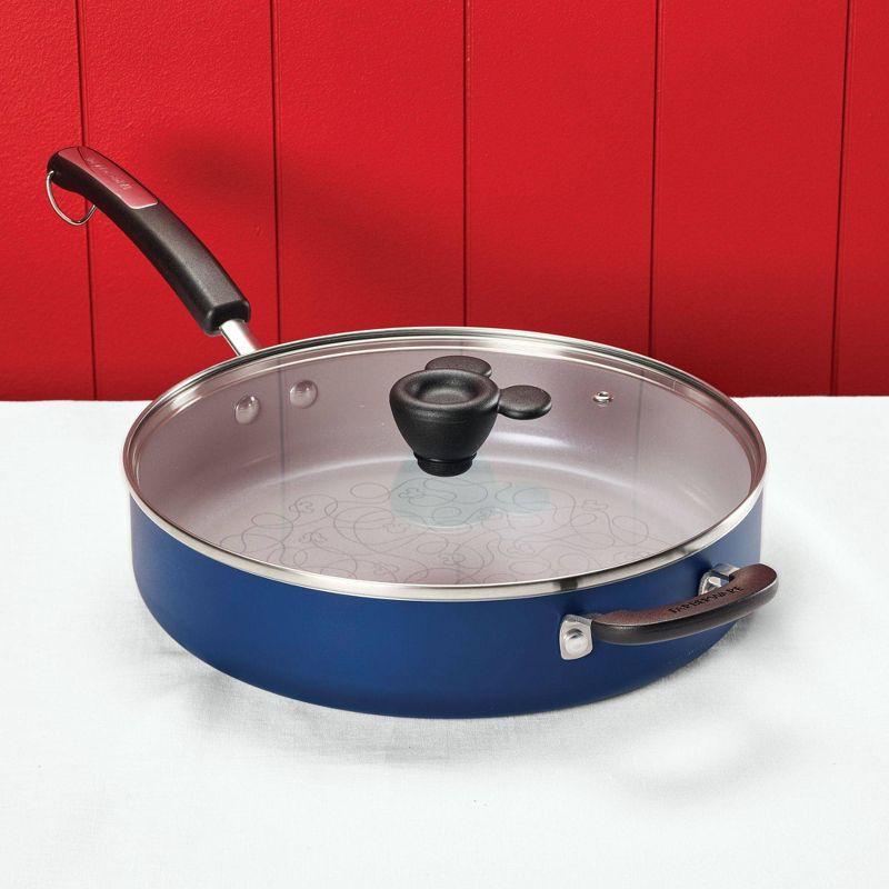 Blue 4.5-Quart Nonstick Aluminum Saute Pan with Lid and Helper Handle