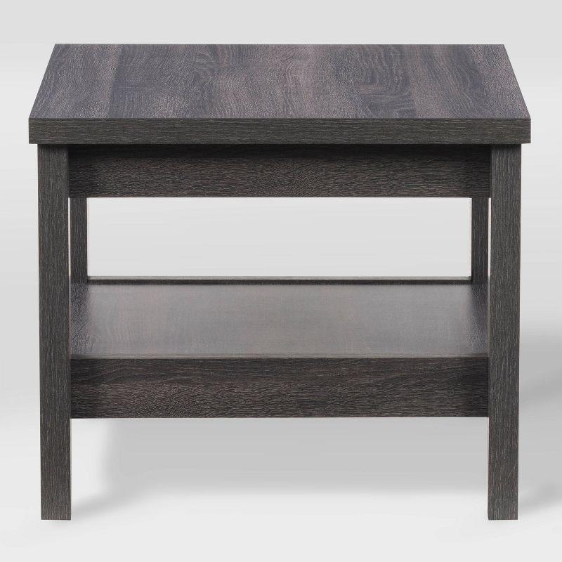 Hollywood Side Table with Shelf Dark Gray - CorLiving: Laminated MDF, Modern Design, Fixed Storage Shelf