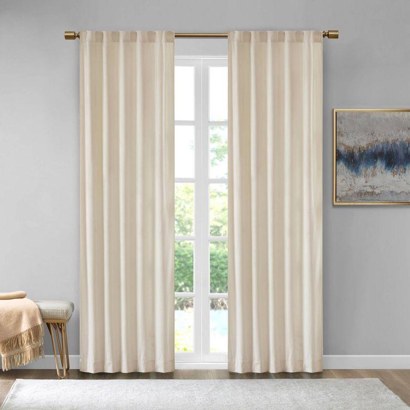 Set of 2 Bryce Poly Velvet Room Darkening Curtain Panels