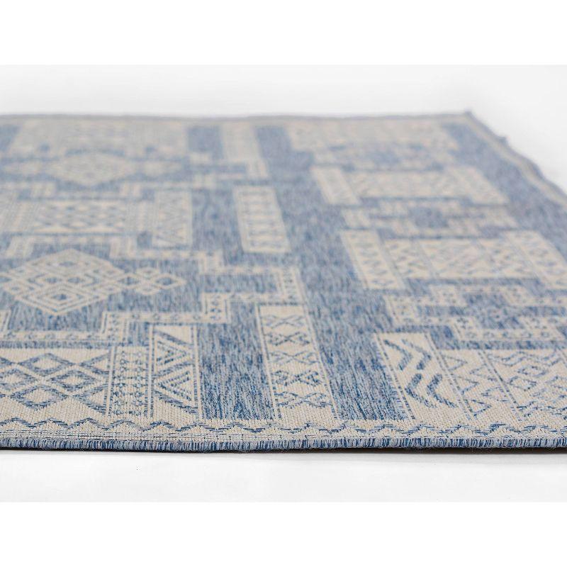 Momeni 3'3"x5' Hampton Jaxon Machine Loomed Indoor/Outdoor Area Rug Blue: Geometric Rectangle, Low Pile Polypropylene