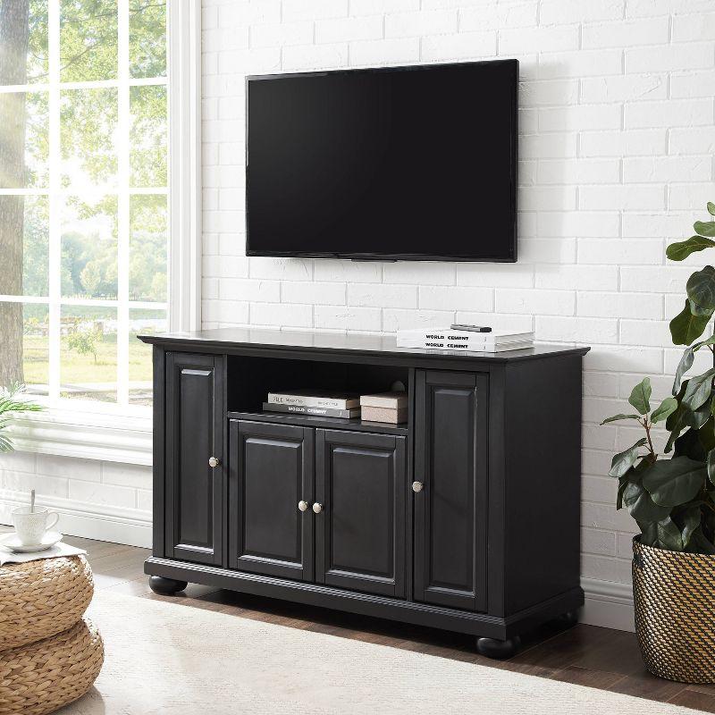 Alexandria Black Wood TV Stand with Cabinets