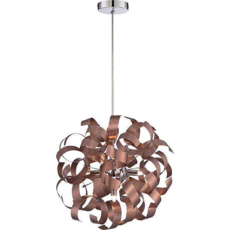 17" Satin Copper and Crystal Contemporary Pendant Light