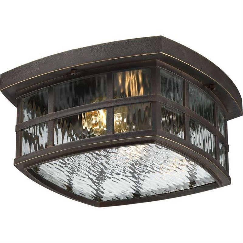 Stonington Palladian Bronze 12" Flush Mount Light with Clear Water Glass