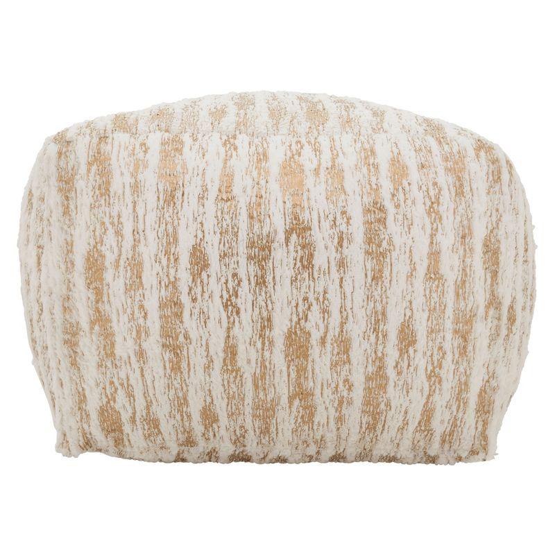 Saro Lifestyle Floor Pouf With Foil Print Faux Fur Design