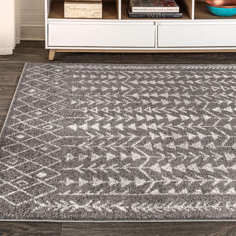3'x5' Ziri Moroccan Geometric Area Rug, Grey/Cream - JONATHAN Y