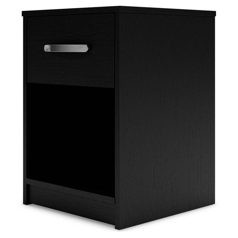 Finch Nightstand Black/Gray: Modern Design, Metal Hardware, Storage Shelf - Signature Design by Ashley