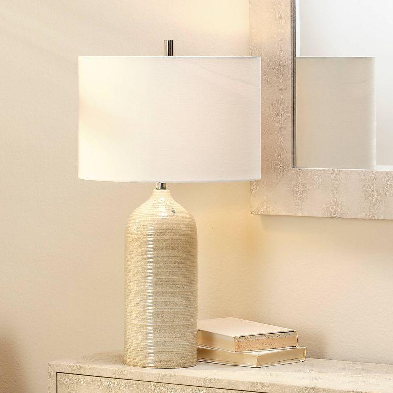 Marina Ceramic Table Lamp Taupe - Splendor Home: UL Listed, Linen Shade, 1-Way Switch