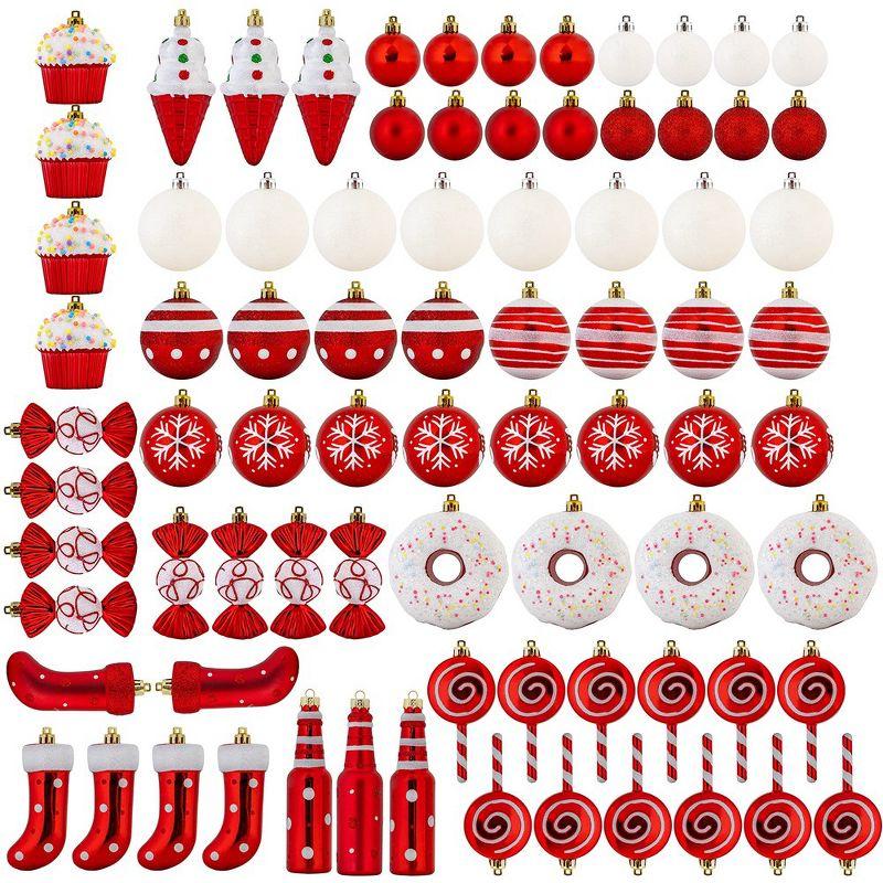 R N' Ds Candy cane Ornament Set - Red and White - 82 Pack