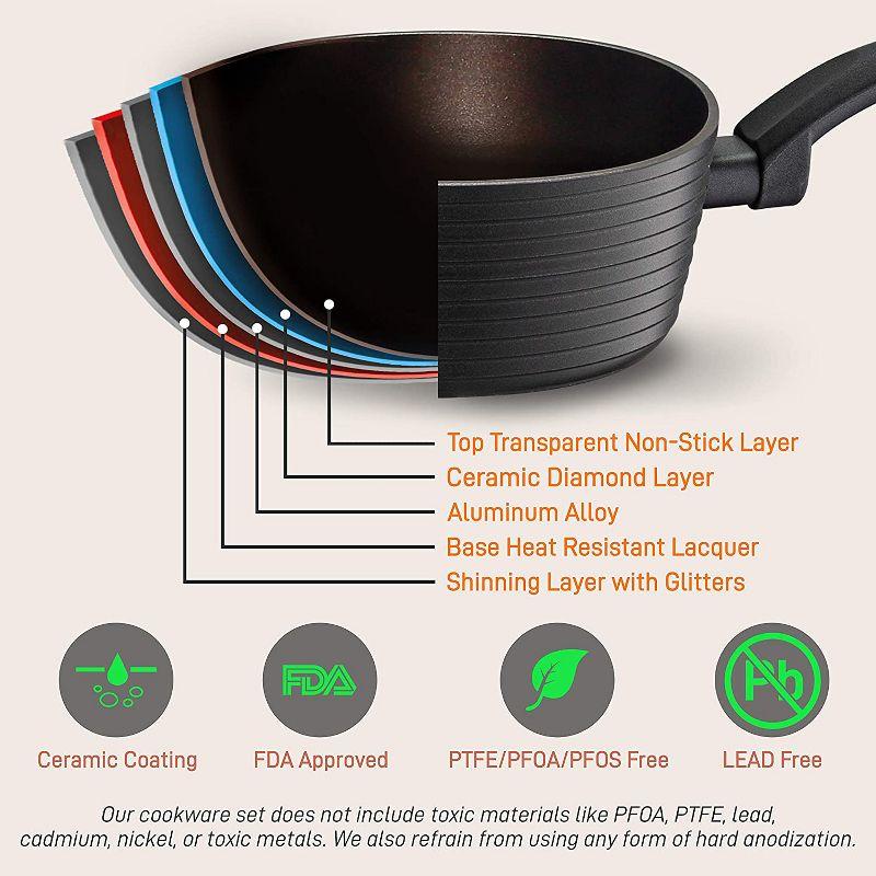 NutriChef 12 - Piece Non-Stick Aluminum Cookware Set