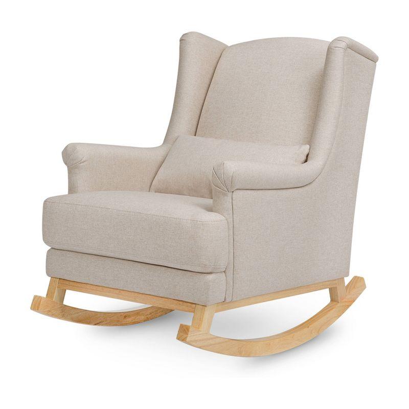 Miranda Cream Performance Fabric Wingback Rocking Chair with Medium Wood Legs