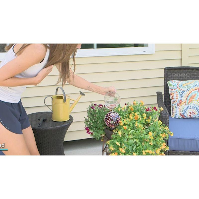 Sunnydaze Outdoor Mosaic Glass Watering Globe with Clay Spike for Planters - 9.5" - Spring Petals