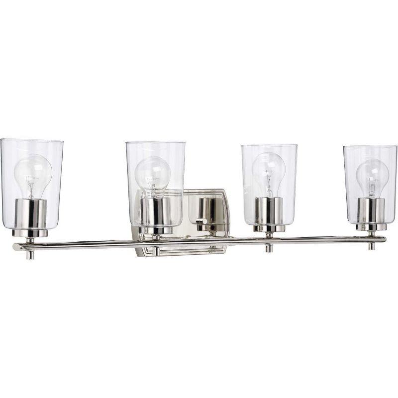 Progress Lighting Adley 4-Light Bath Vanity in Brushed Nickel with Clear Glass Shades