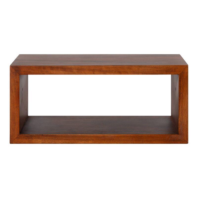 Holt Modern Walnut Brown Steel & Wood Floating Cube Shelf