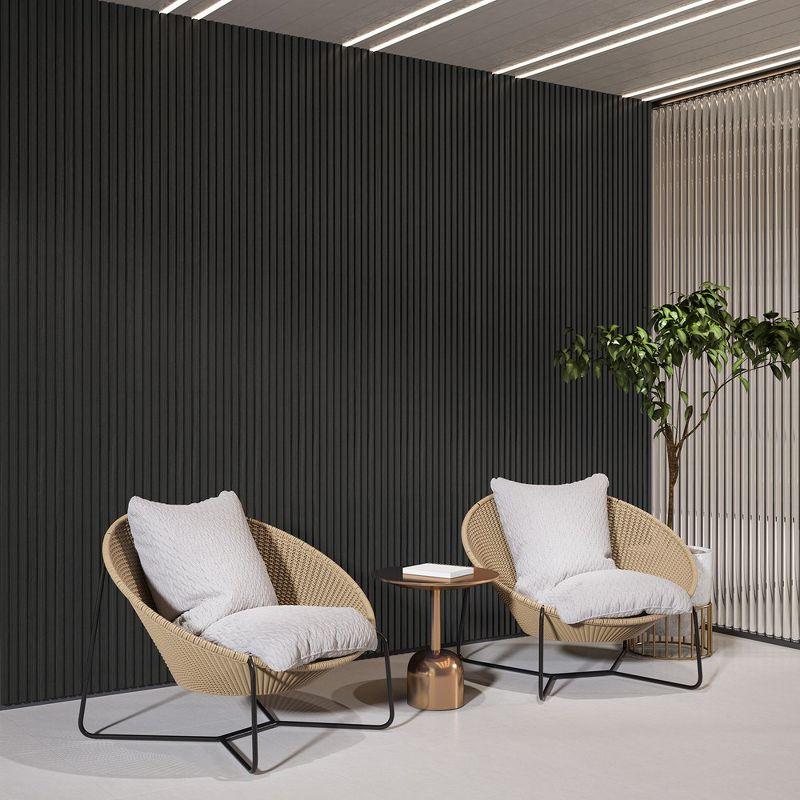LOVMOR 0.83 in. x 7.87 ft. x 1 ft. Slat Wood Sound Absorbing Black(Black Felt) Decorative Wall Paneling 2-Pack
