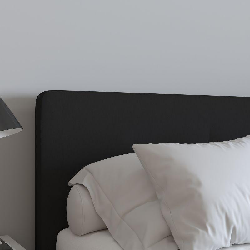 Merrick Lane Queen Size Platform Bed Contemporary Tufted Upholstered Platform Bed with Footboard in Black Fabric