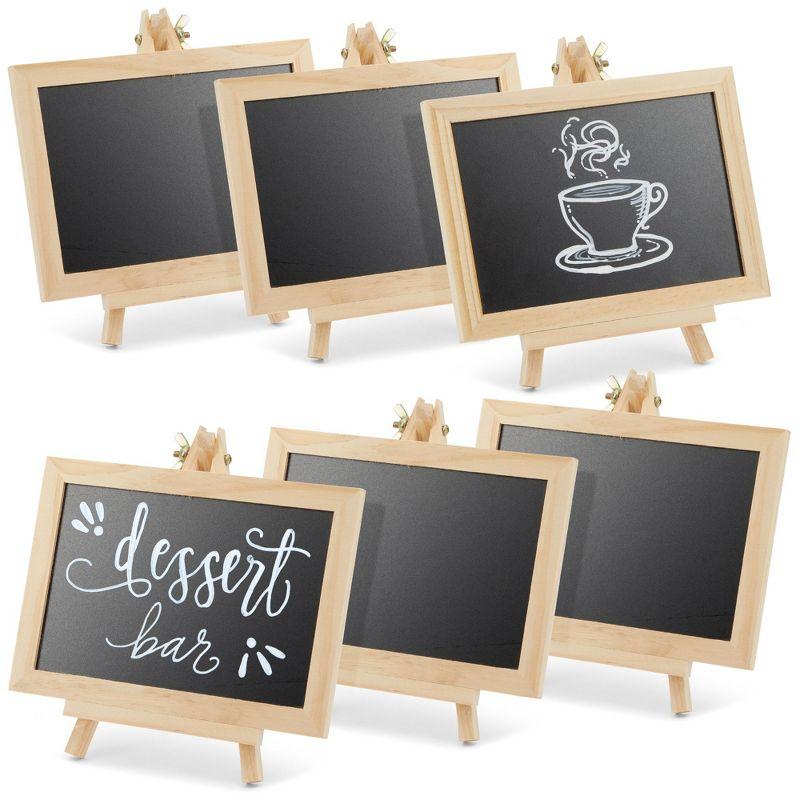 Juvale 6-Pack Mini Chalkboard Signs with Easel Stand for Table Decorations, Restaurant Food Display, Message Boards, Small Business, 7x7x4 in