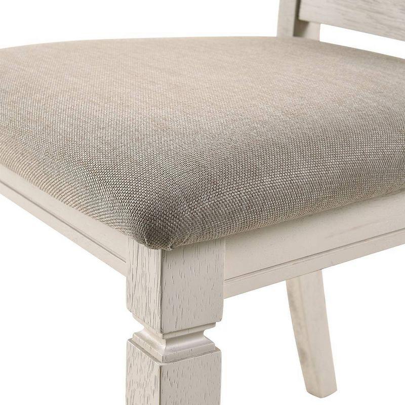 18" Fedele Accent Chair Tan Fabric/Cream Finish - Acme Furniture: Linen Upholstery, Wood Frame, No Assembly Required