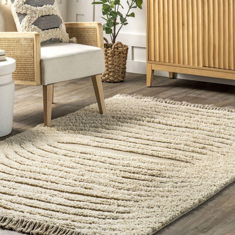 Arvin Olano x Rugs USA Riley Textured Shag Ivory Area Rug