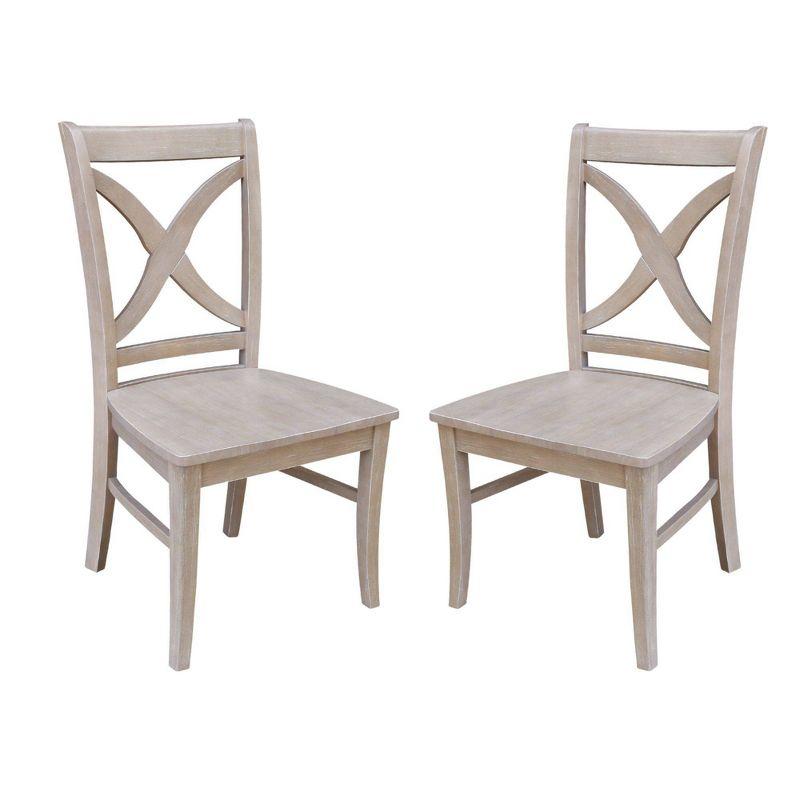 Solid Wood Cross Back Side Chair in Taupe