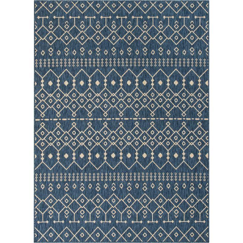 Nordic Lattice Blue 5' x 7' Synthetic Indoor/Outdoor Area Rug