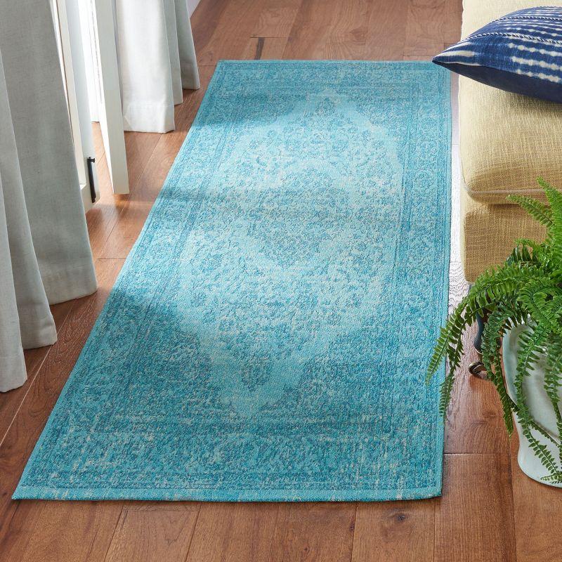 Aqua Flat Woven Handmade Wool Cotton Area Rug