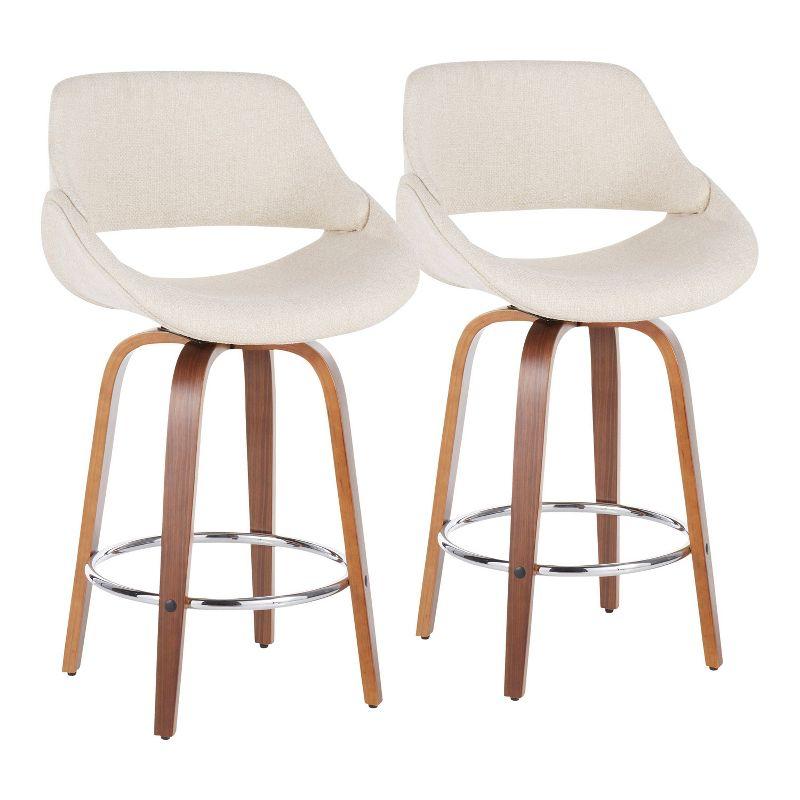 Set of 2 Fabrico Mid Century Modern Counter Height Barstool - LumiSource