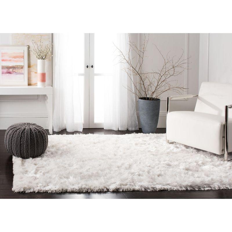 Ivory Hand-Tufted Shag Rectangular 5' x 8' Area Rug