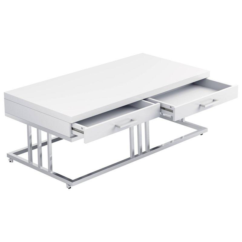 Dalya 2 Drawer Coffee Table White High Gloss/Chrome - Coaster